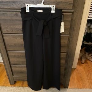 Leith wise leg black pants with belt